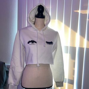 White crop hoodie